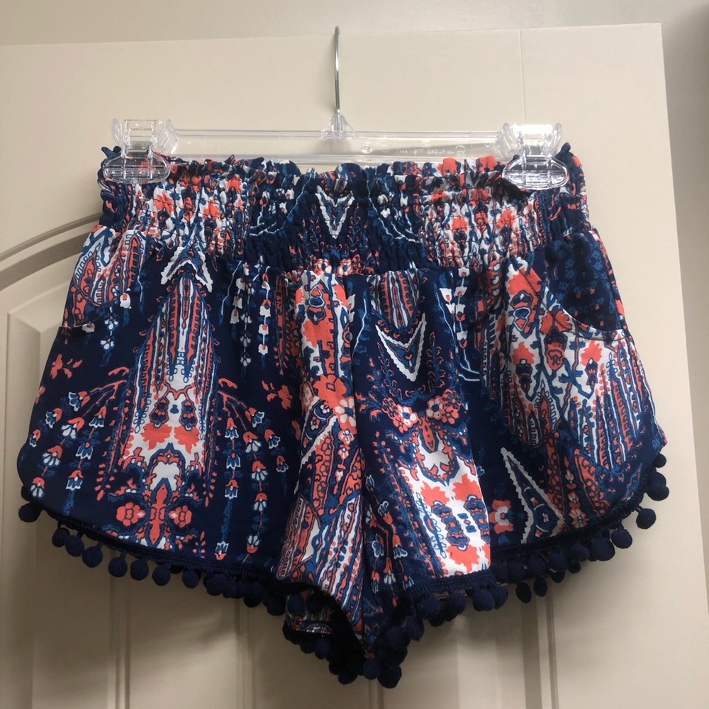 Navy/Multi Color Tassle Shorts